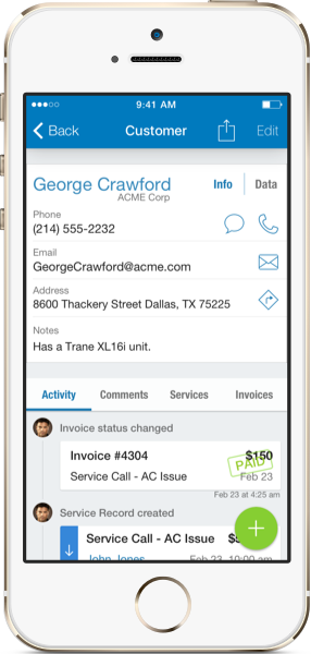 HVAC iphone customer management software