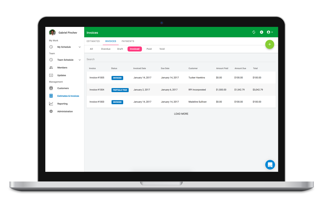 HVAC business invoice payment status tracking
