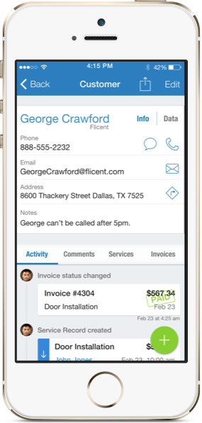 Service business iphone customer management software
