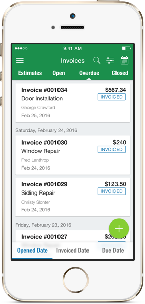 Service business invoice payment status tracking
