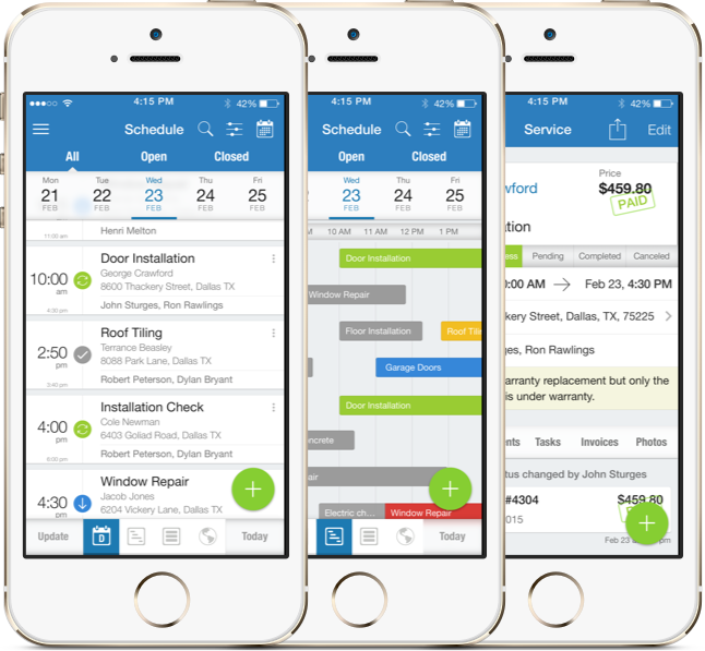 Service business iphone scheduling software for contractors